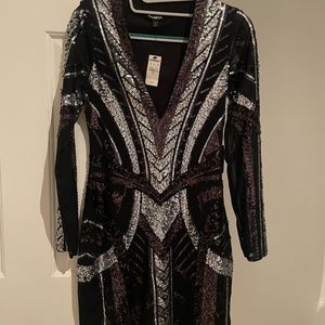 Sequin black and silver mini dress